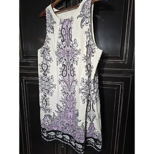 Loft Women's Sleeveless Dress, Paisley, Purple Size 14